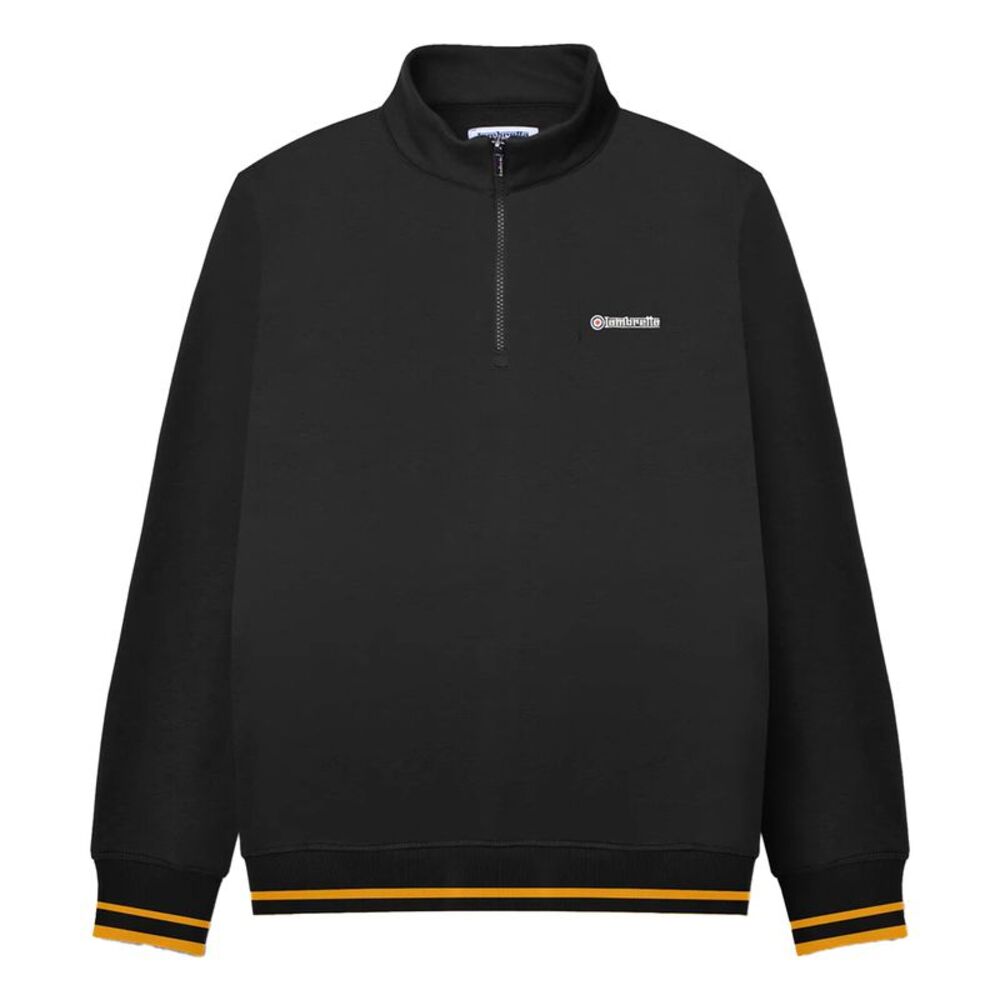 Lambretta Mens Tipped Quarter Zip Sweatshirt / Black/Gold